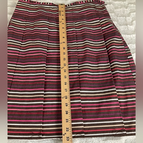 W Work to Weekend Skirt 16 Brown Pink Red Stripe Pleated Knee Length NWT Women - Picture 8 of 9